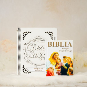 Biblia w pudełku z grawerem Pamiątka Chrztu Świętego OBC-6