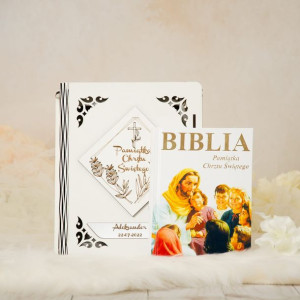 Biblia w pudełku z grawerem Pamiątka Chrztu Świętego OBC-2