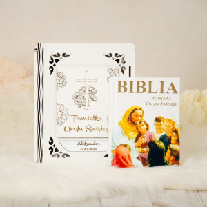 Biblia w pudełku z grawerem Pamiątka Chrztu Świętego OBC-1