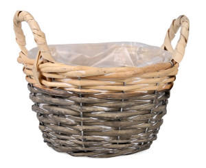 Okrągły Wiklinowy Kosz Z Uchwytami Osłonka Na Kwiaty 19x19x11/16 Cm
