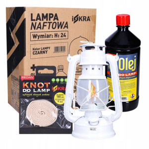 Zestaw Lampa Naftowa Knot 1m Olej 1l 24cm Duża