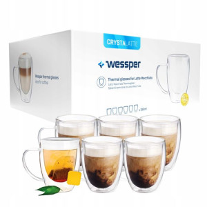 Komplet 6 Sztuk Szklanek TERMICZNYCH do Kawy Latte