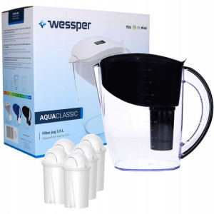 Dzbanek Wessper Czarny 3,5l + 5 Filtr Wkład