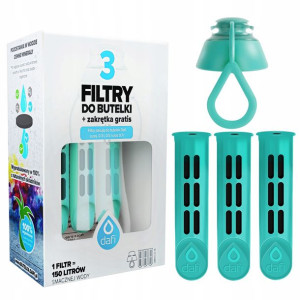 3 filtry do butelki Dafi SOFT i SOLID turkusowe