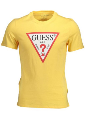 "guess Jeans Męski T-shirt Z Krótkim Rękawem Żółty"