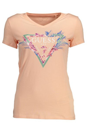 "t-shirt Z Krótkim Rękawem Guess Jeans Damski Różowy"