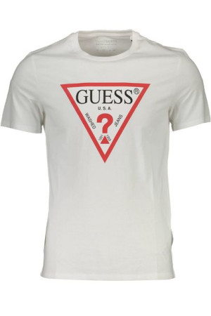 Guess Jeans Męski T-shirt Z Krótkim Rękawem Biały