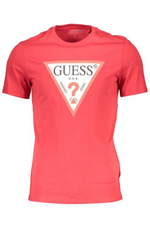Guess Jeans Męski T-shirt Z Krótkim Rękawem Czerwony