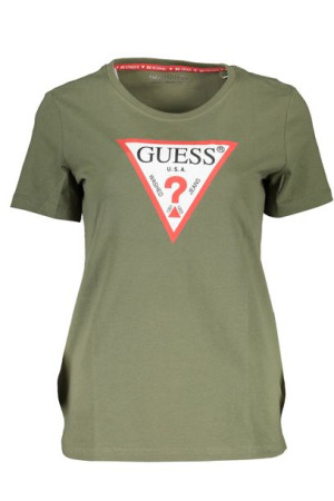 Guess Jeans T-shirt Z Krótkim Rękawem Damski Zielony