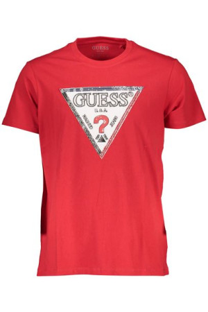 Guess Jeans Męski T-shirt Z Krótkim Rękawem Czerwony
