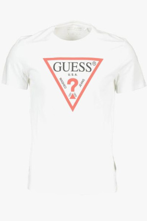 Guess Jeans Męski T-shirt Z Krótkim Rękawem Biały