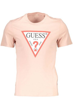 Guess Jeans Męski T-shirt Z Krótkim Rękawem Różowy