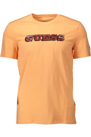Guess Jeans Męski T-shirt Z Krótkim Rękawem Pomarańczowy