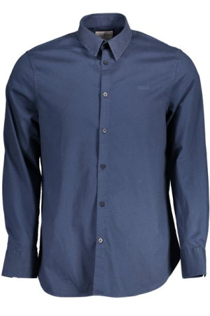 Guess Jeans Męska Koszula Z Długim Rękawem Niebieska