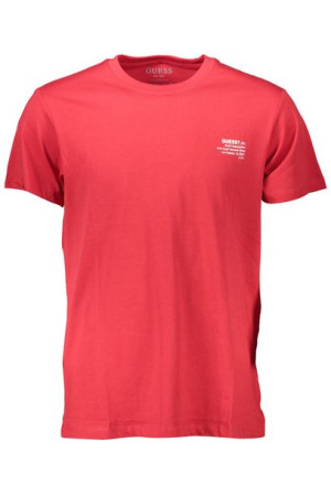 Guess Jeans Męski T-shirt Z Krótkim Rękawem Czerwony