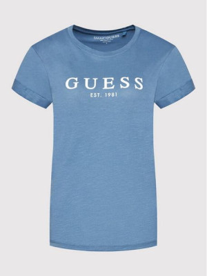 T-shirt Guess damski niebieski