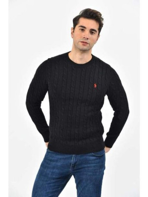 Sweter Ralph Lauren w prążki męski czarny