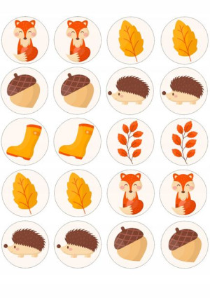 Opłatki Babeczki Muffiny Liść Lis Liść Żołądź 5cm