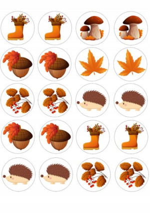 Opłatki Babeczki Muffiny Dynia Lis Żołędzie 5cm