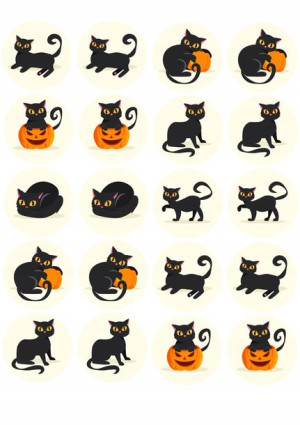 Opłatki Na Babeczki Halloween Czarne Koty 5cm