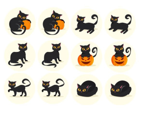 Opłatki Na Babeczki Halloween Czarne Koty 4,5cm