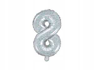 Balon Foliowy Cyferka 8 35cm 14'' Holograficzny
