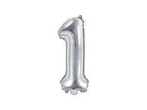 Balon Foliowy Cyfra Cyferka 1 35cm 14'' Srebrny