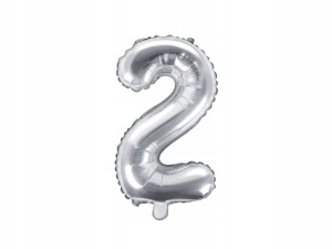 Balon Foliowy Cyfra Cyferka 2 35cm 14'' Srebrny
