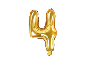 Balon Foliowy Cyfra Cyferka 4 35cm 14'' Złoty