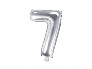 Balon Foliowy Cyfra Cyferka 7 35cm 14'' Srebrny