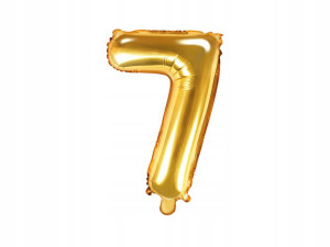 Balon Foliowy Cyfra Cyferka 7 35cm 14'' Złoty