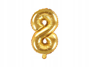 Balon Foliowy Cyfra Cyferka 8 35cm 14'' Złoty