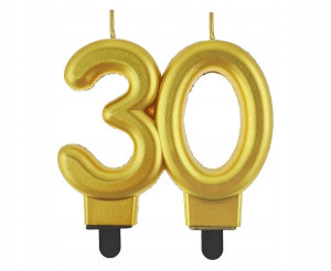 Świeczka Urodzinowa Cyfra 30 Elegancka Złota 8cm