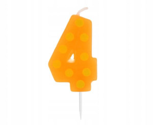 Świeczka Urodzinowa Cyfra 4 W Groszki Kropki 6cm