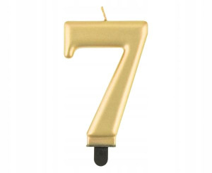Świeczka Urodzinowa Cyfra 7 Elegancka Złota 8cm