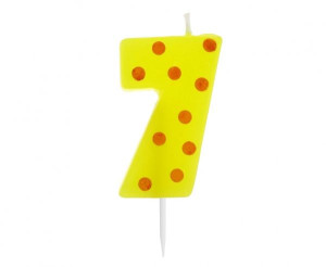 Świeczka Urodzinowa Cyfra 7 W Groszki Kropki 6cm