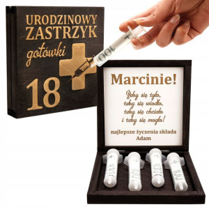 Pudełko na pieniądze Zastrzyk GOTÓWKI 18 urodziny