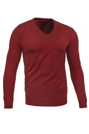 Sweter Tommy Hilfiger V-neck Męski Bordowy M