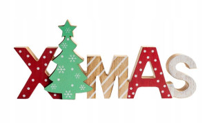 Ozdobny Napis Xmas Drewniana Dekoracja Świąteczna