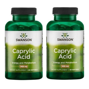 2x Swanson Caprylic Acid (Kwas kaprylowy) 600 mg 60 kapsułek