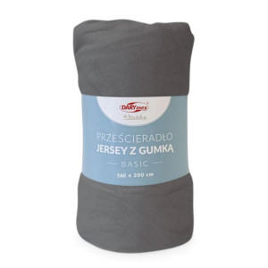 Prześcieradło jersey z/g 160x200 BASIC szary