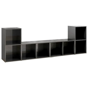 Szafki TV, 4 szt., szare, wysoki połysk, 72x35x36,5 cm, płyta