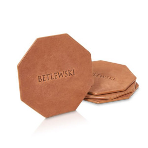 BETLEWSKI podstawka kubek skóra naturalna 4 szt.
