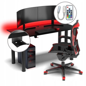 Biurko komputerowe gamingowe loft stolik LED RGB