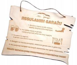 Drewniana Tabliczka Regulamin Zasady Garażu