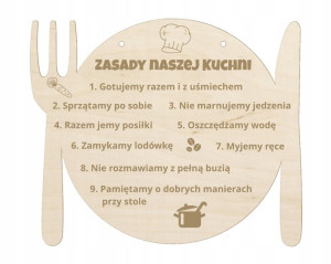 Drewniana Tabliczka Zasady Regulamin Kuchni