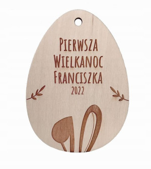 Drewniana Zawieszka pisanka Pierwsza Wielkanoc imi