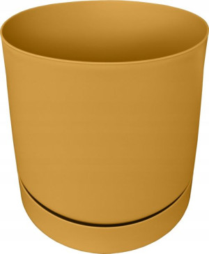 Doniczka z podstawką TUBO P śr.18 cm- Musztardowa