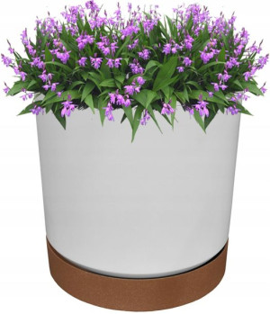 Doniczka z podstawką TUBO PM śr.24 cm- Biała