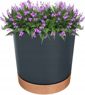 Doniczka z podstawką TUBO PM śr.18 cm- Antracytowa